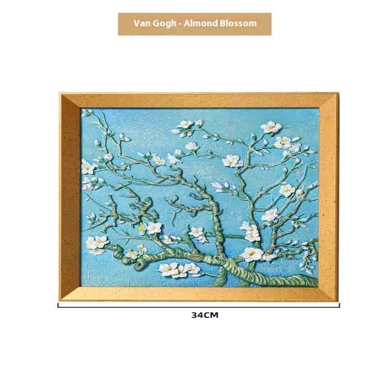 DIY paint by numbers kit showing Van Gogh's Starry Night canvas with acrylic paints and brushes