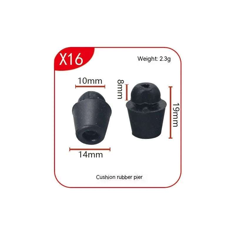 Pack of ten X16 coloured rubber automobile buckle buffer piers for shock absorption.