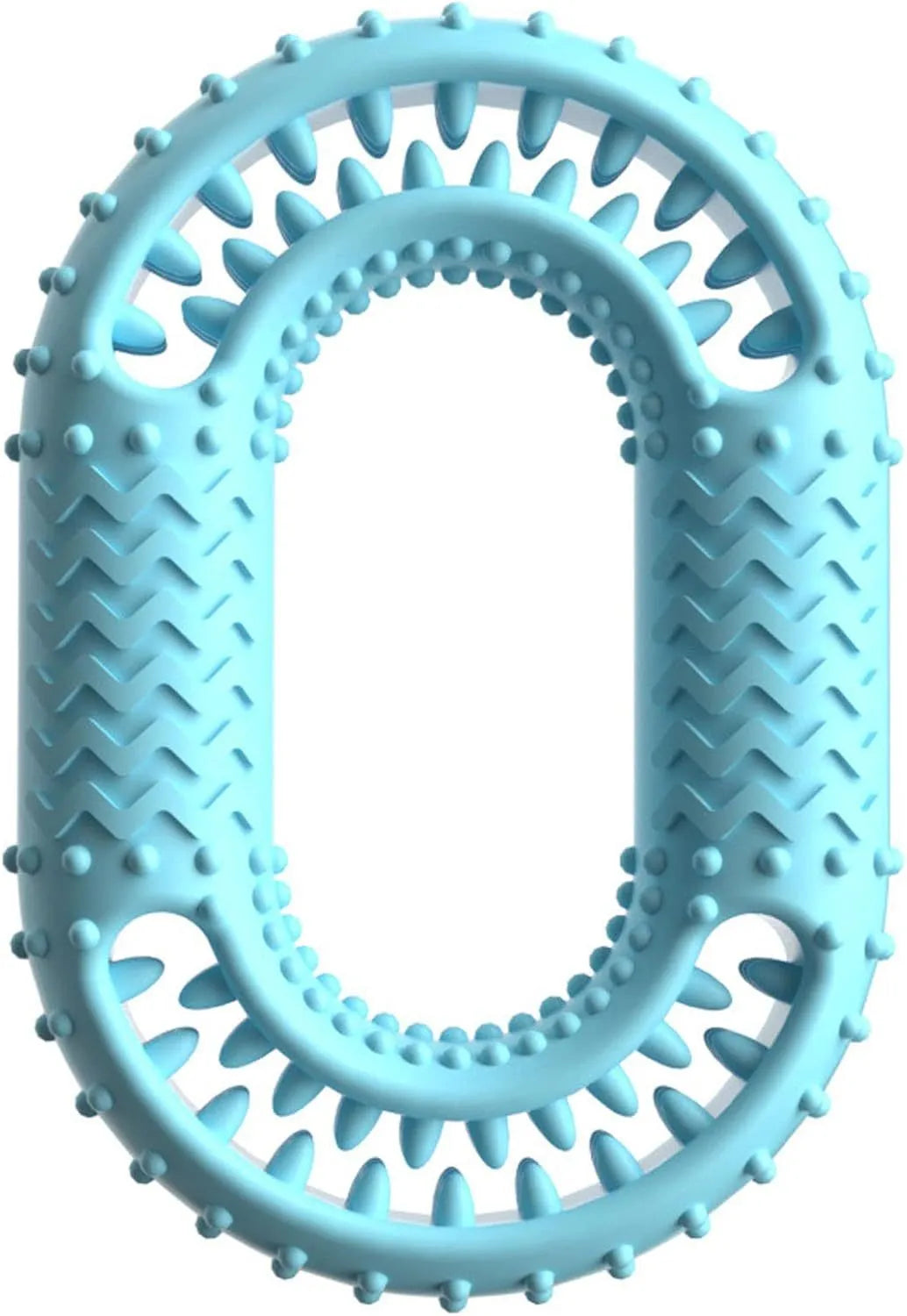 Blue o-ring shaped dog chew toy for dental health and aggressive chewers