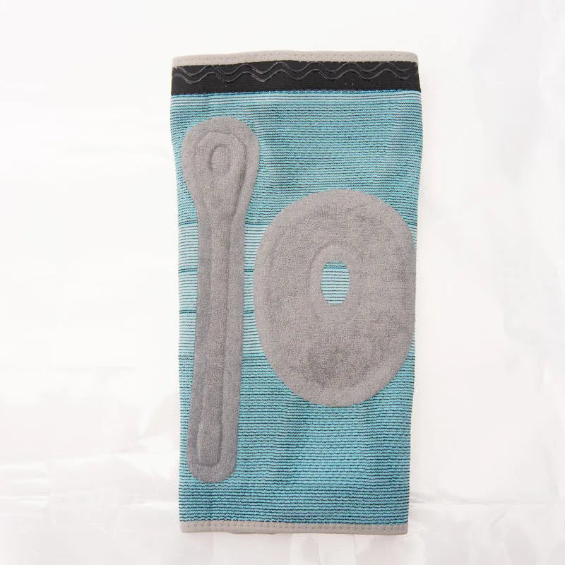 Sky blue silicone knee pads with elastic fibre construction for basketball and running protection