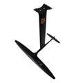 Black hydrofoil surfboard component with aluminium alloy and carbon fibre construction