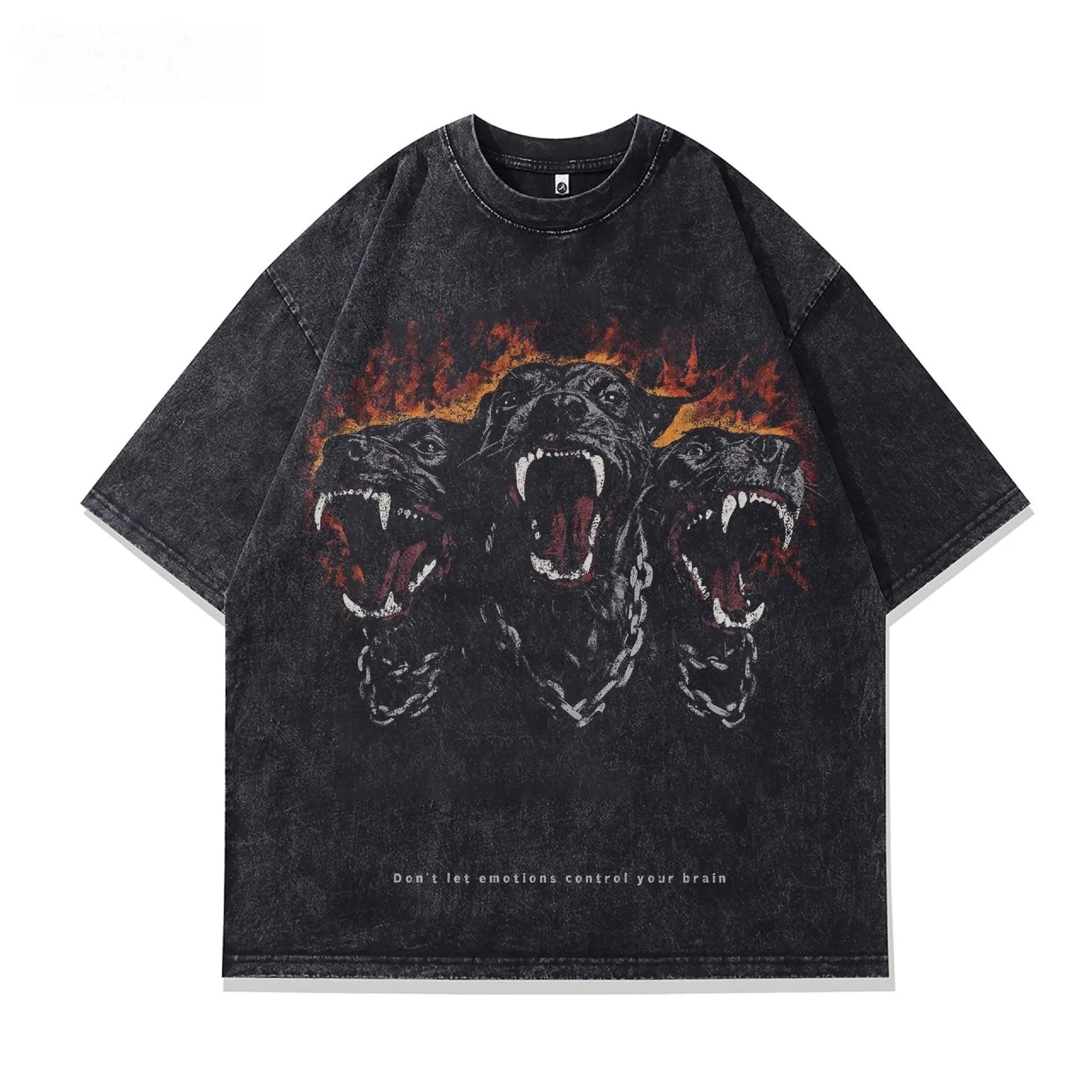 Men's loose short sleeve t-shirt with a character print design on pure cotton fabric