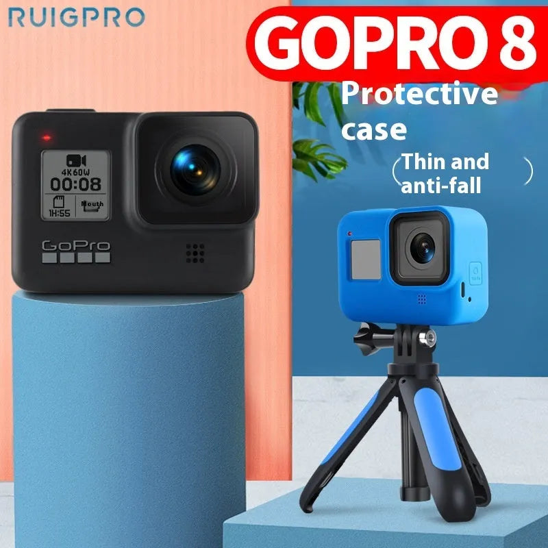 GoPro Hero8 Black silicone protective sleeve with anti-lost carrying strap in blue colour option