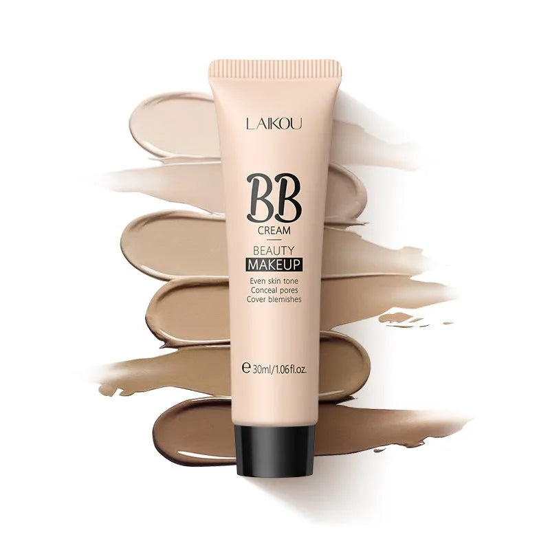 30ml tube of Natural Makeup BB Cream in nine shade options displayed.