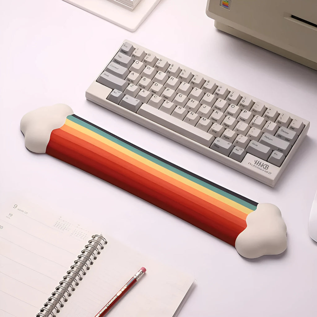Silicone wrist rest mouse pad and keyboard support set with cloud pattern design