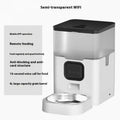 White WIFI automatic pet feeder with stainless steel tray and desiccant box for dogs and cats