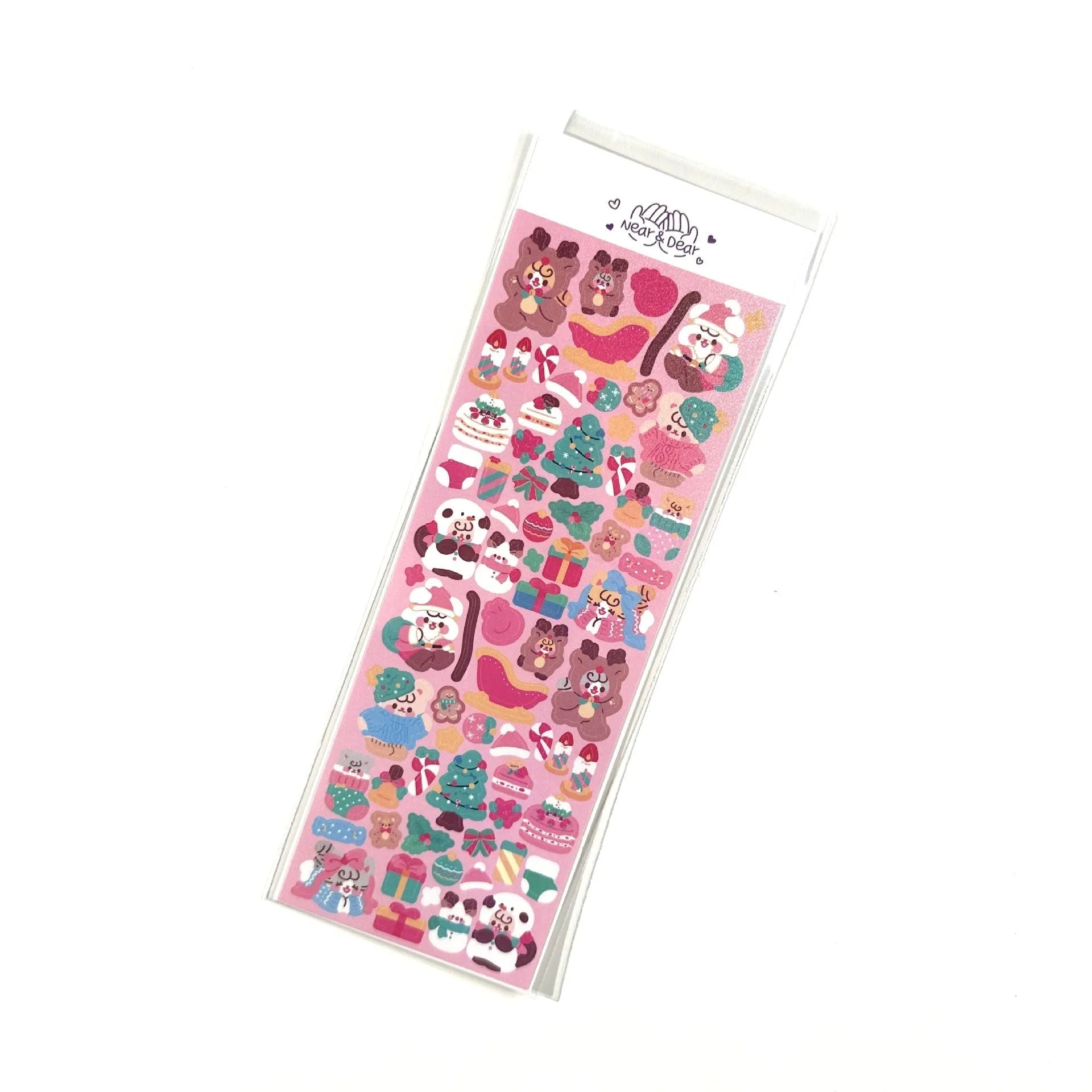 Cartoon animal PET sticker sheet in Korean style with 6.5 x 17.5cm size, black angel colour theme