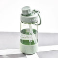 Heat-resistant plastic cup with straw in cartoon design, available in gray, green or pink colour