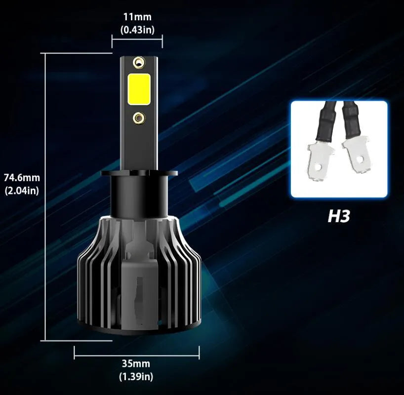 LED headlight bulb kit with 6000K colour temperature and adjustable chuck
