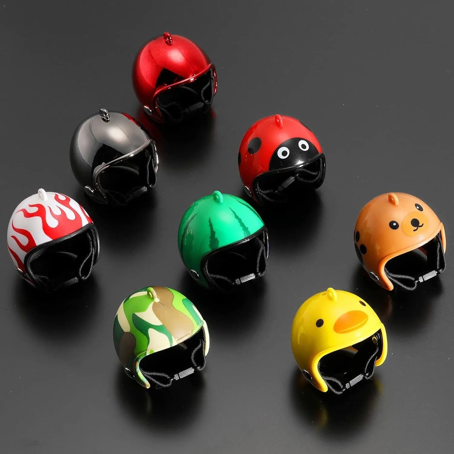Small adjustable plastic helmet for chickens and birds with elastic bands and sponge lining