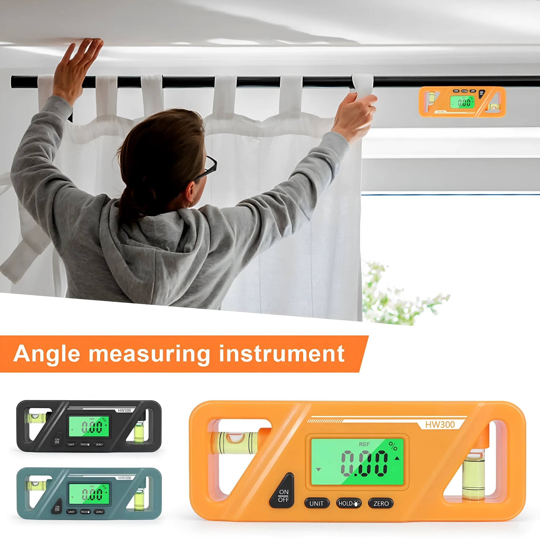 Black digital inclinometer level meter with magnetic base, showing angle reading on LCD display.