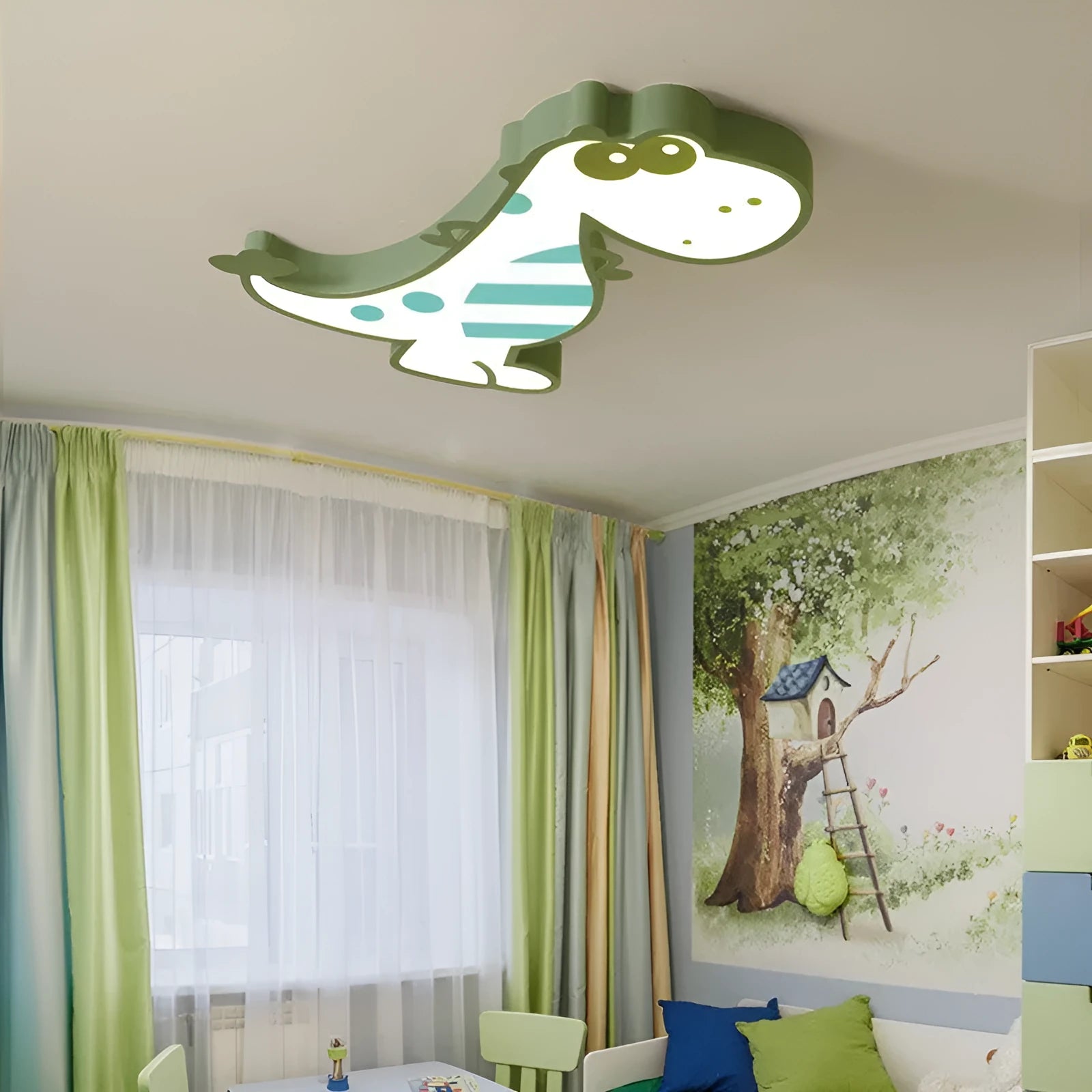 Cartoon dinosaur ceiling light with 48cm diameter and dimming function for bedroom installation