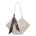 Women's PU leather shoulder bag in horizontal square design with 43cm width and sandwich pocket exterior