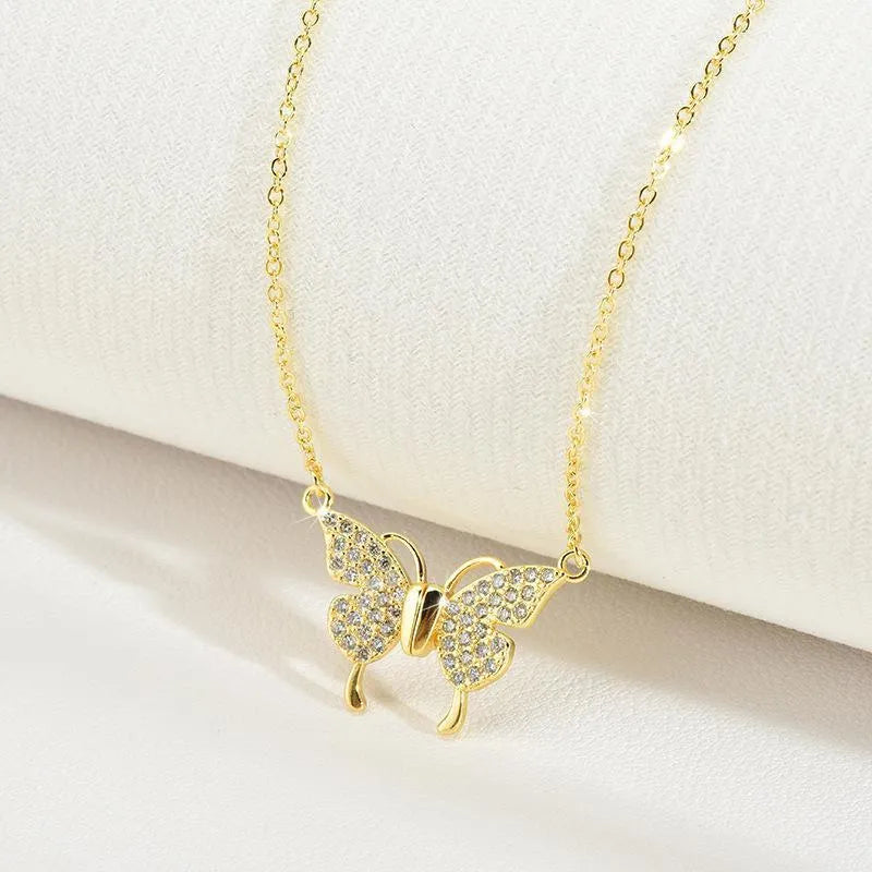 Women's magnetic butterfly clavicle chain necklace in twisted titanium steel design