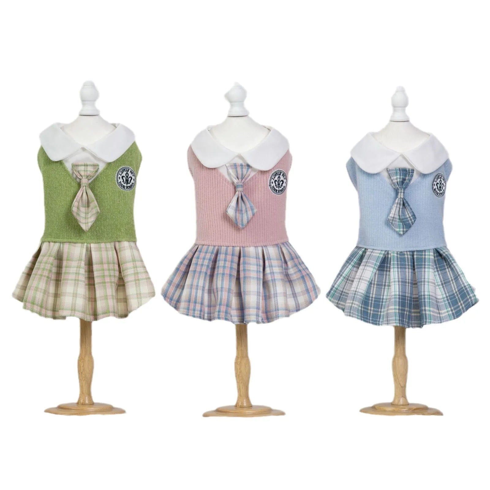 Tartan plaid polyester skirt for dogs and cats in princess style available in three colours