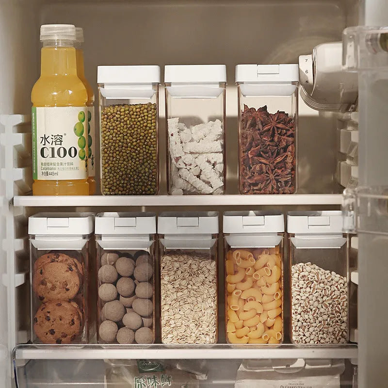 White transparent plastic storage container for grains with 400ml capacity