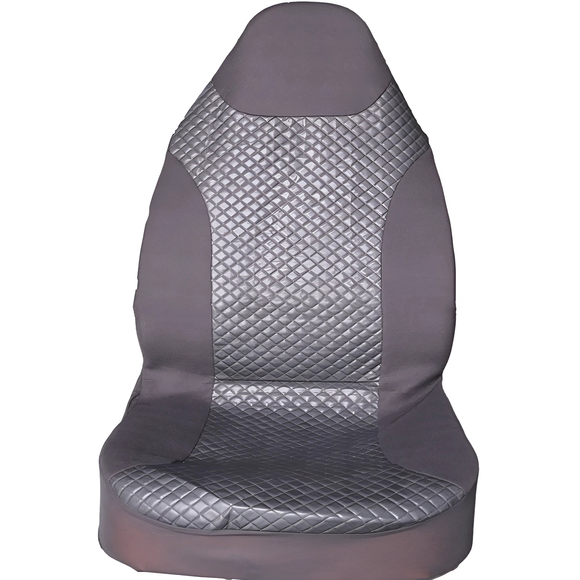 Black quilted universal car seat cover made of PU and polyester fabric with plastic fitting hooks