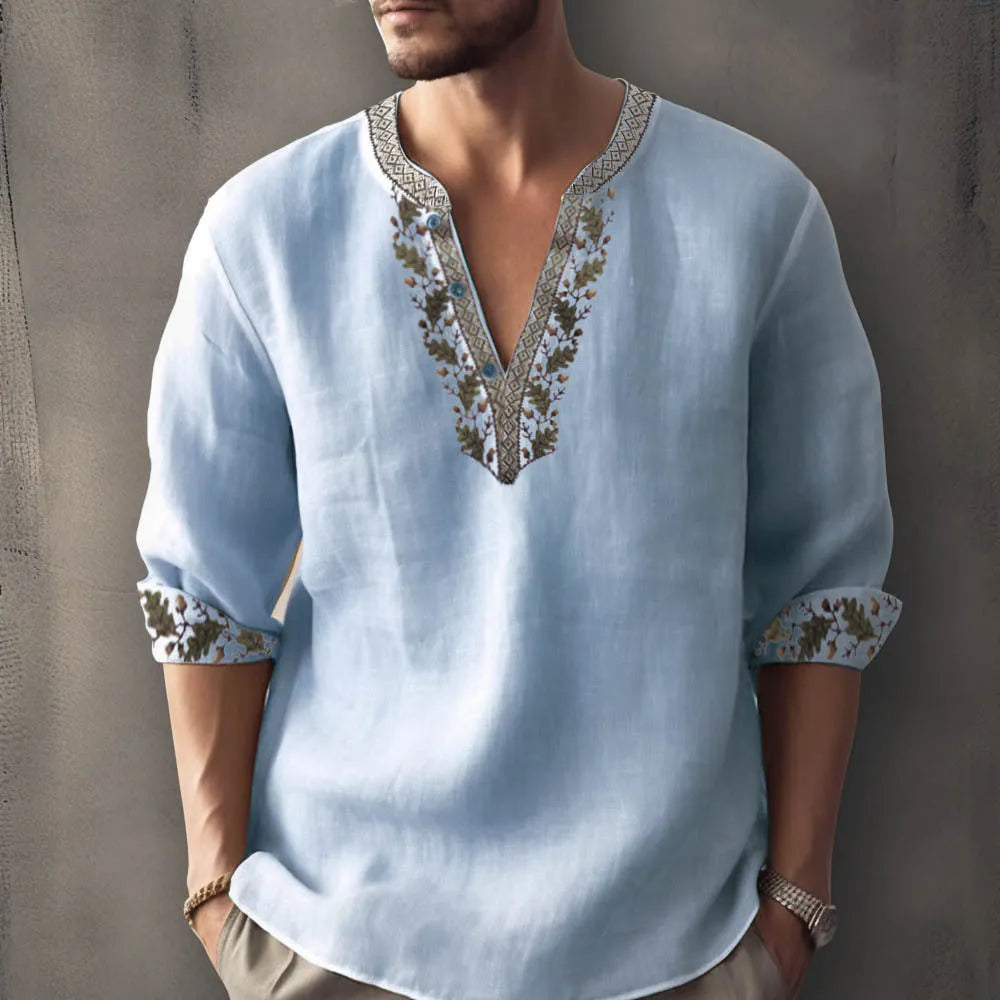 British style bamboo hemp short sleeve shirt with 3D thermal transfer stripe patterns in summer colours
