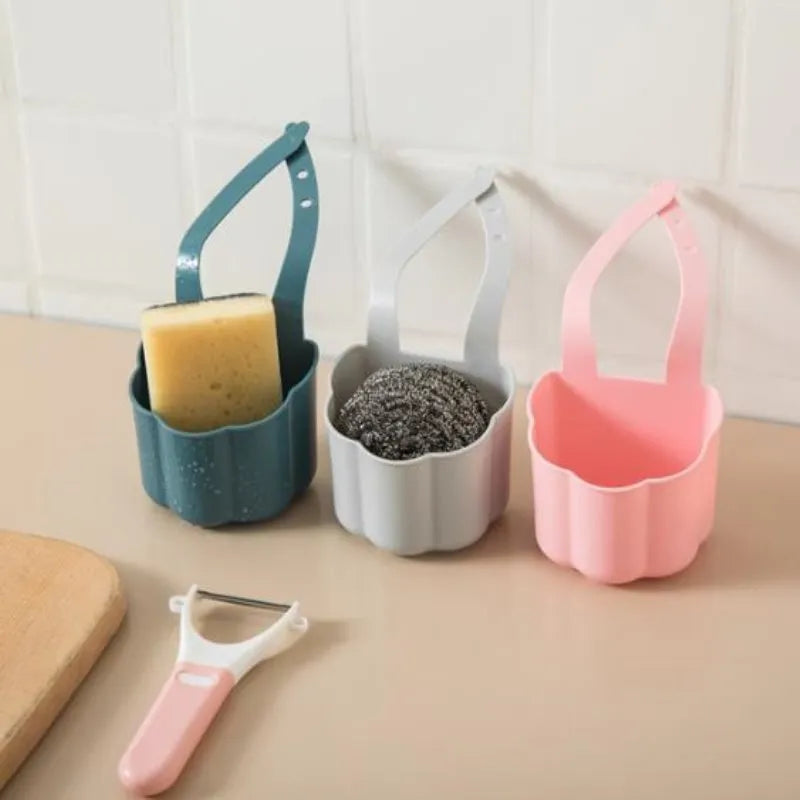 Nordic-style plastic sink drain basket in dark blue measuring 20cm long