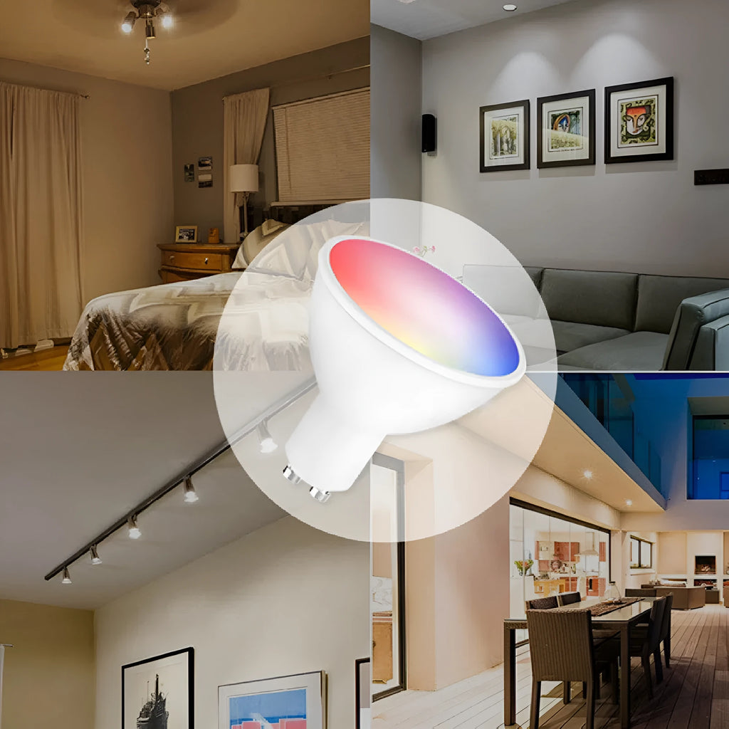 GU10 smart LED spotlight bulb with Wi-Fi and RGBCCT colour changing capabilities