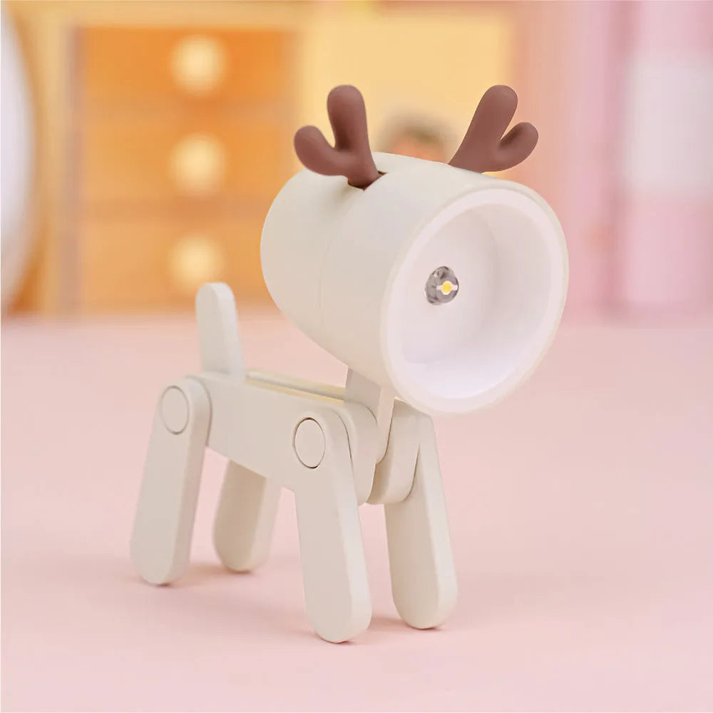 Creative handmade LED mini night lamp with PVC shade in cartoon style, battery operated with button switch