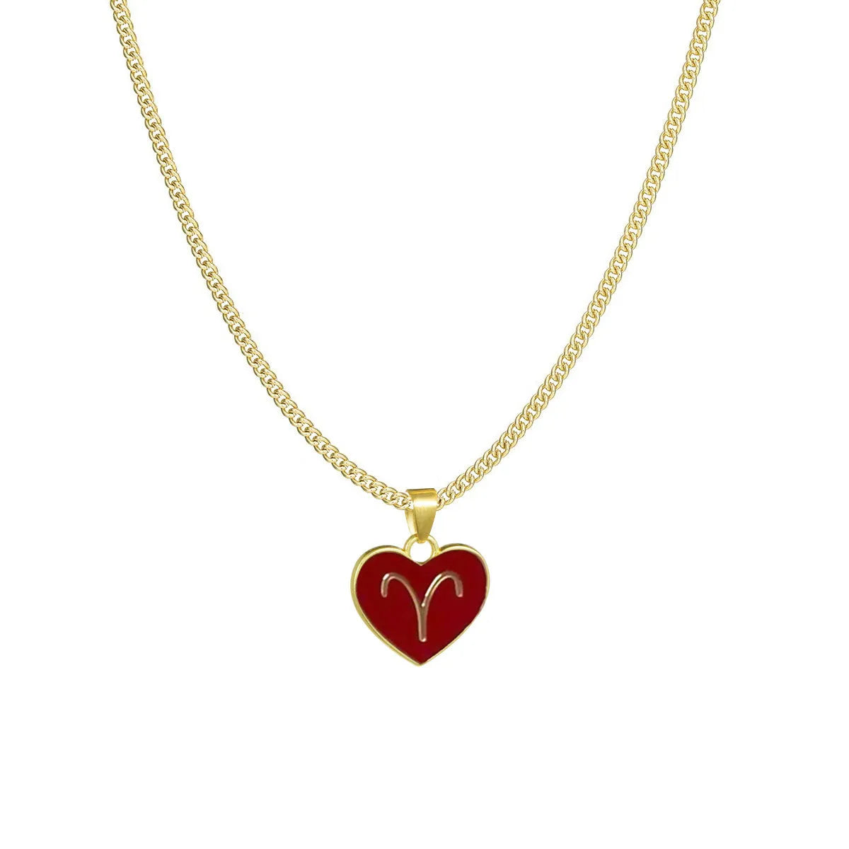 12 constellation love necklace with heart-shaped pendant and bamboo chain in a zodiac colour option