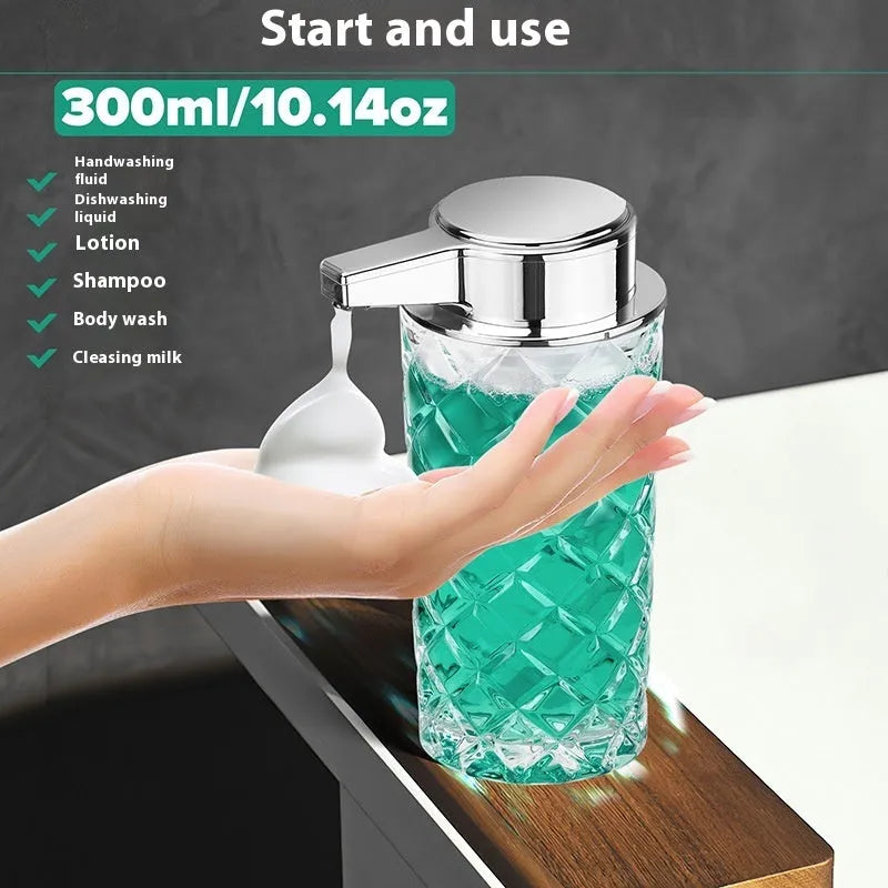 Automatic soap dispenser with silver-plated PET housing and Type-C charging port