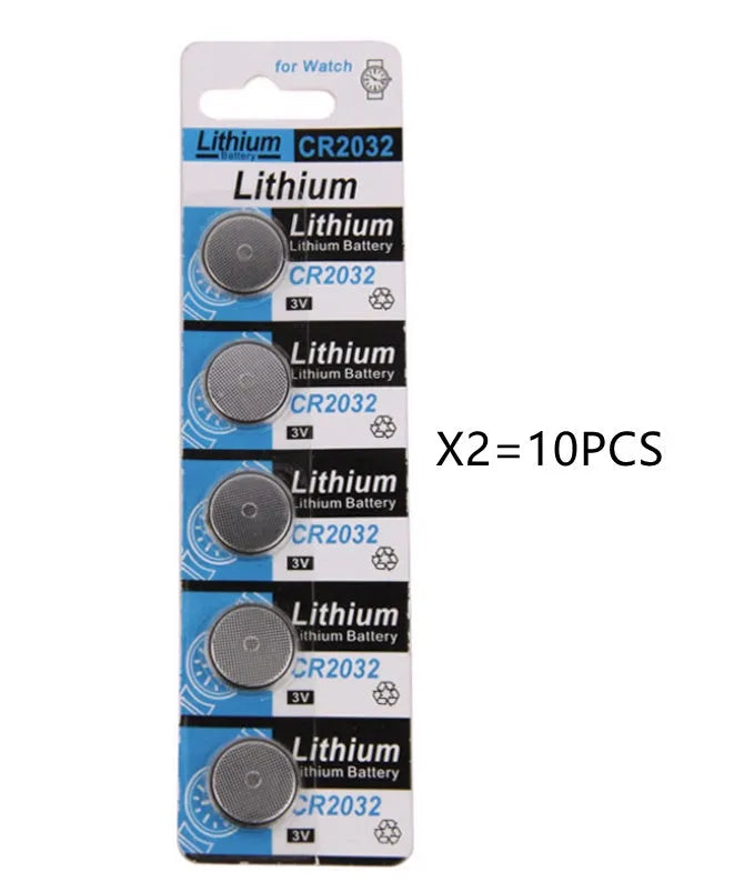 CR2032 lithium button battery pack with 5 capsules on card for weight scales and electronics