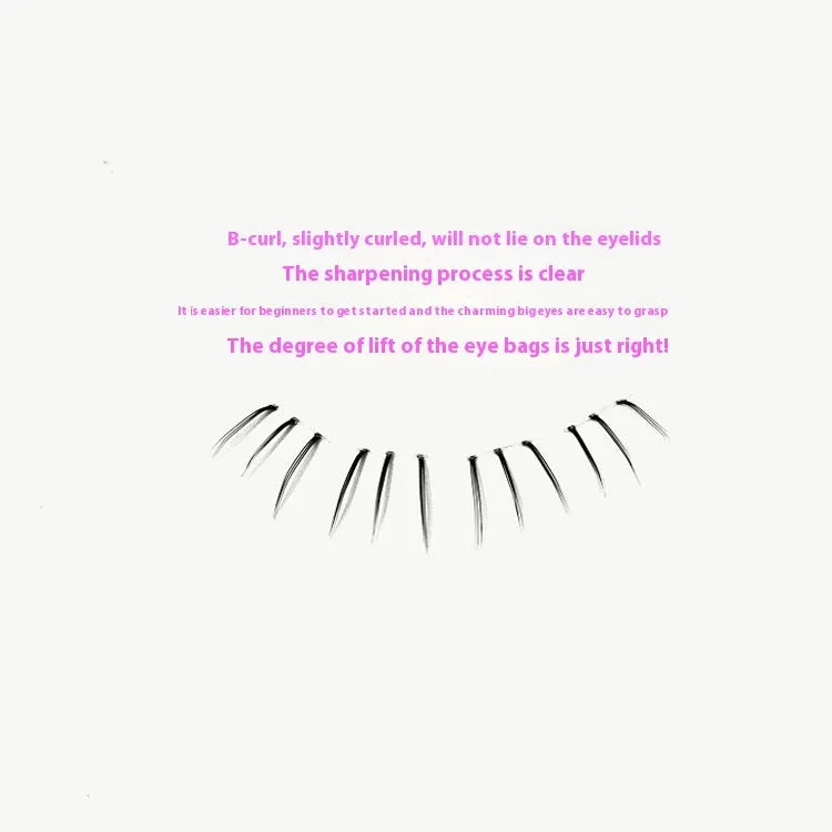 12 row false eyelashes with kitten paw lower lashes natural long style pointed tails