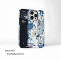 Creative minimalist marine bio printed phone case in white, double-layer feilin film shell for iPhone 11 to 16