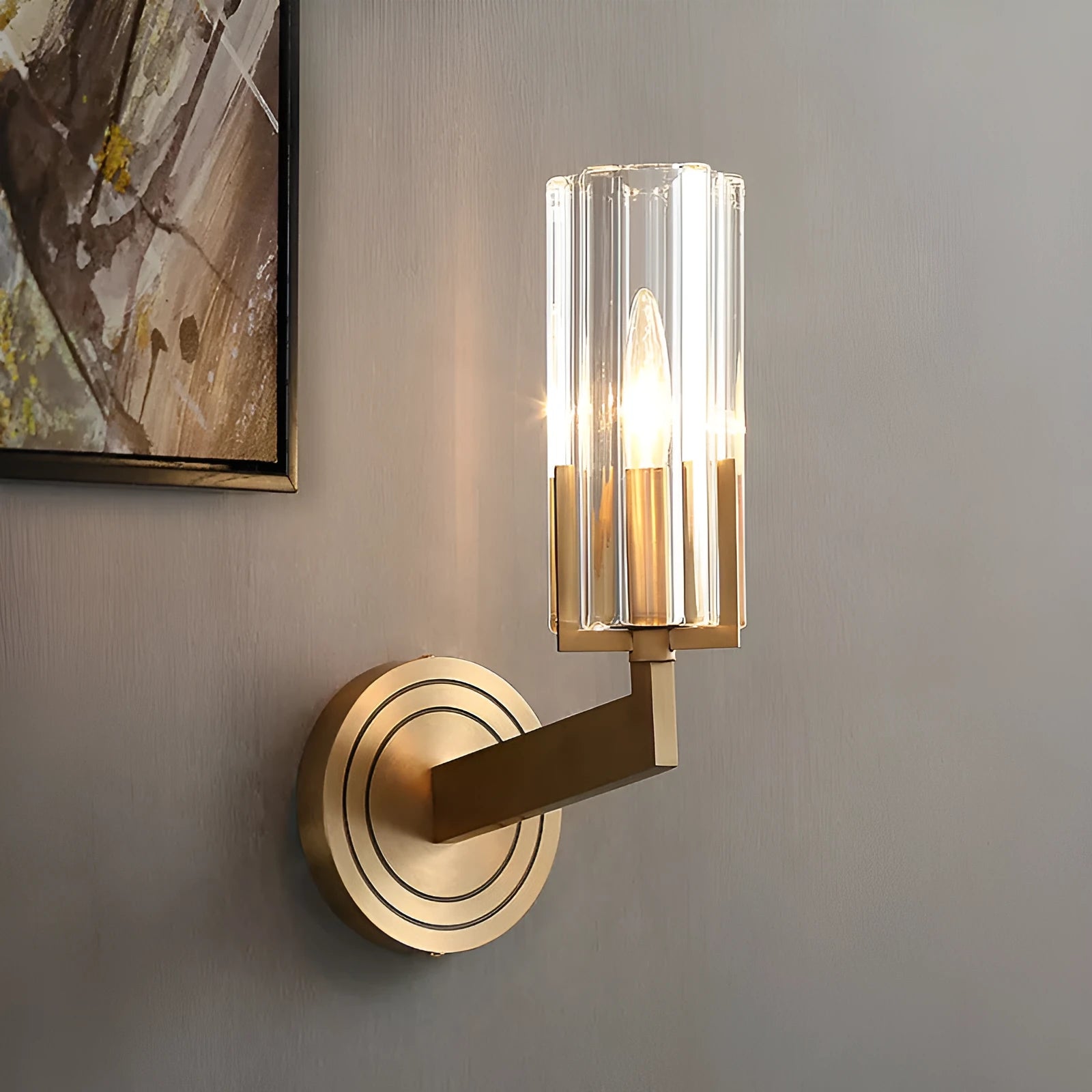 Copper wall lamp with adjustable head design for bedside lighting in Nordic minimalist style