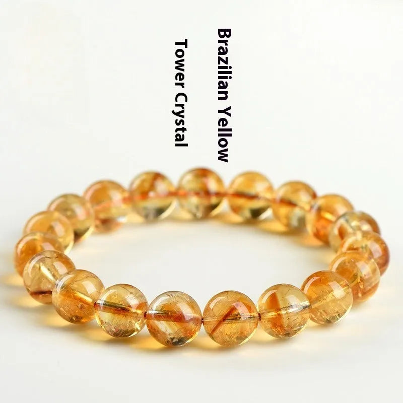 Natural yellow citrine bracelet with geometric beads in single or three circle configurations