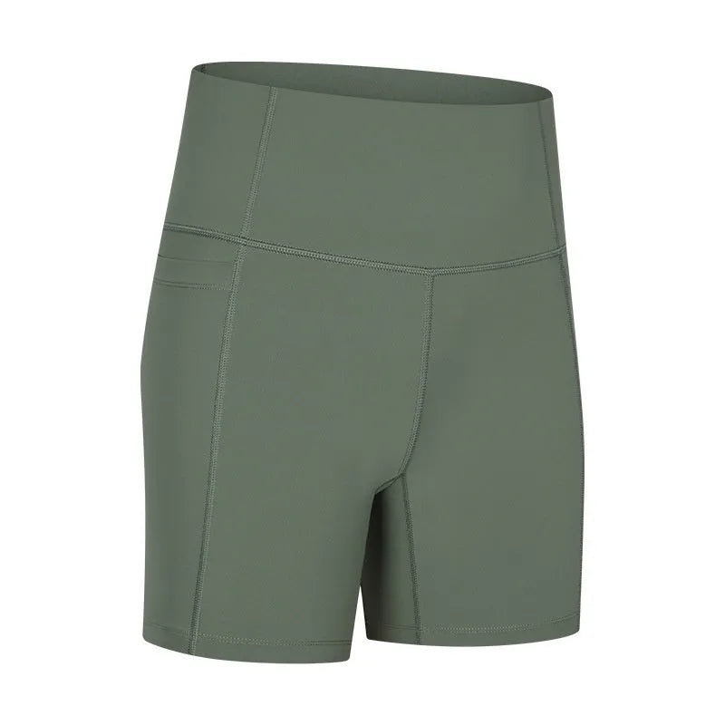 Women's solid colour sports shorts in a cotton blend fabric with super stretch, shown in a mid-length fit.