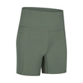 Women's solid colour sports shorts in a cotton blend fabric with super stretch, shown in a mid-length fit.