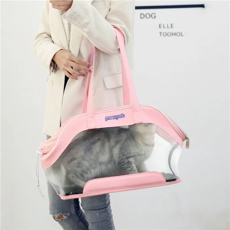 MOORPET leather cat carry bag with 25 litre capacity in beige colour
