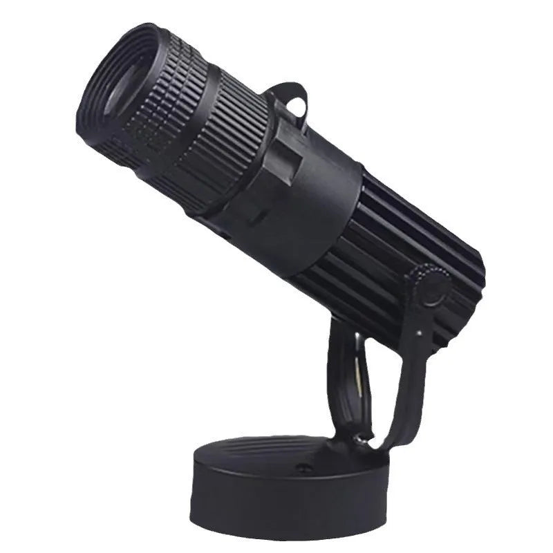 Black surface-mounted LED spotlight with aluminium housing and button control for restaurant lighting