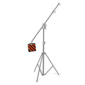 Stainless steel cross arm ceiling lamp rack extended to full height with silver finish