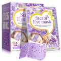 Disposable lavender scented steam eye mask in packaging, 12 pack, non-woven fabric for relaxation.