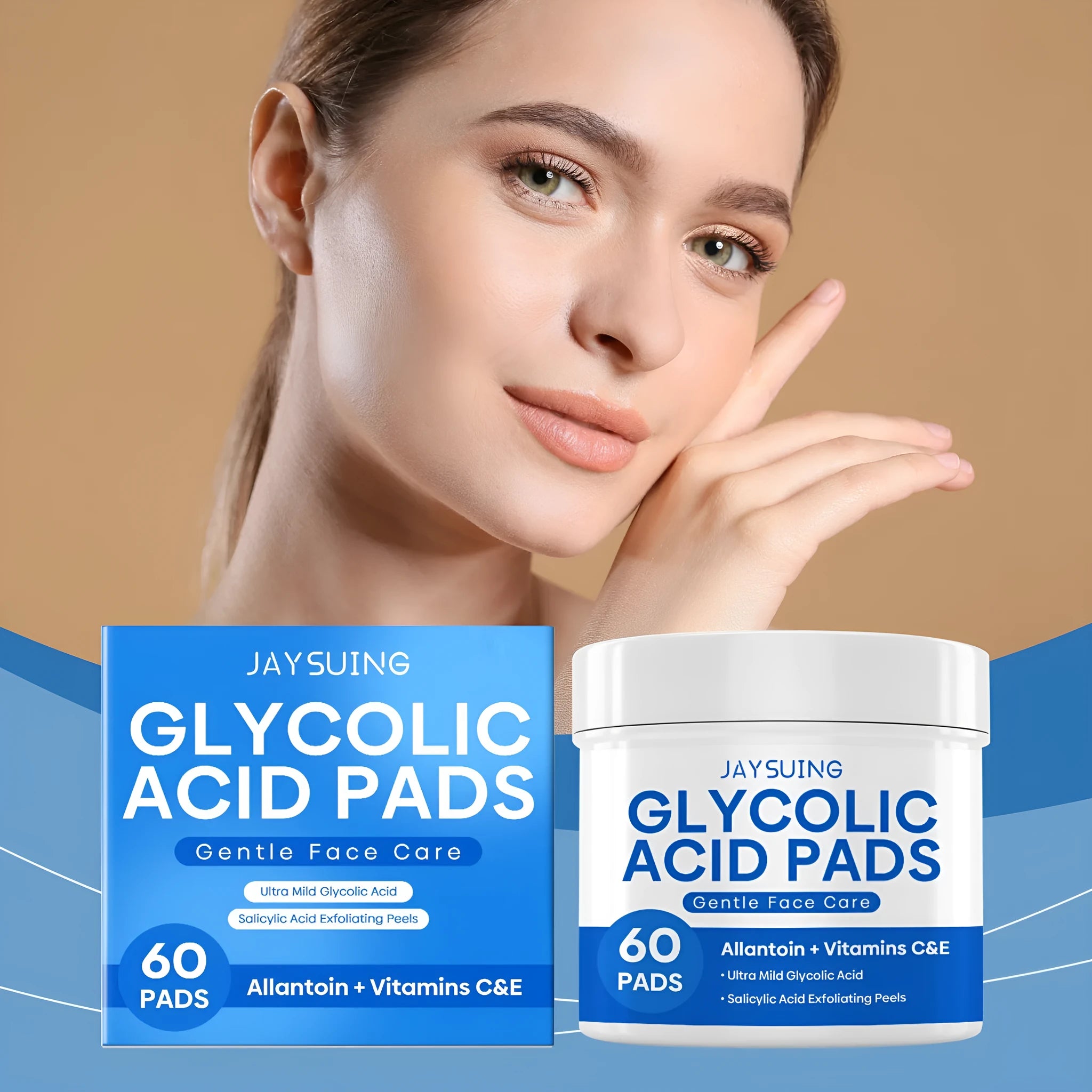 60 pre-soaked glycolic acid cotton cloth mild exfoliating pads for face with salicylic acid and hyaluronic acid