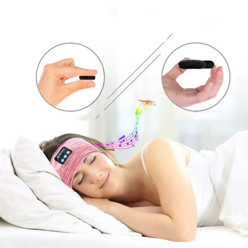 Pink wireless eye mask Bluetooth headset headband with stereo audio for hands-free calls