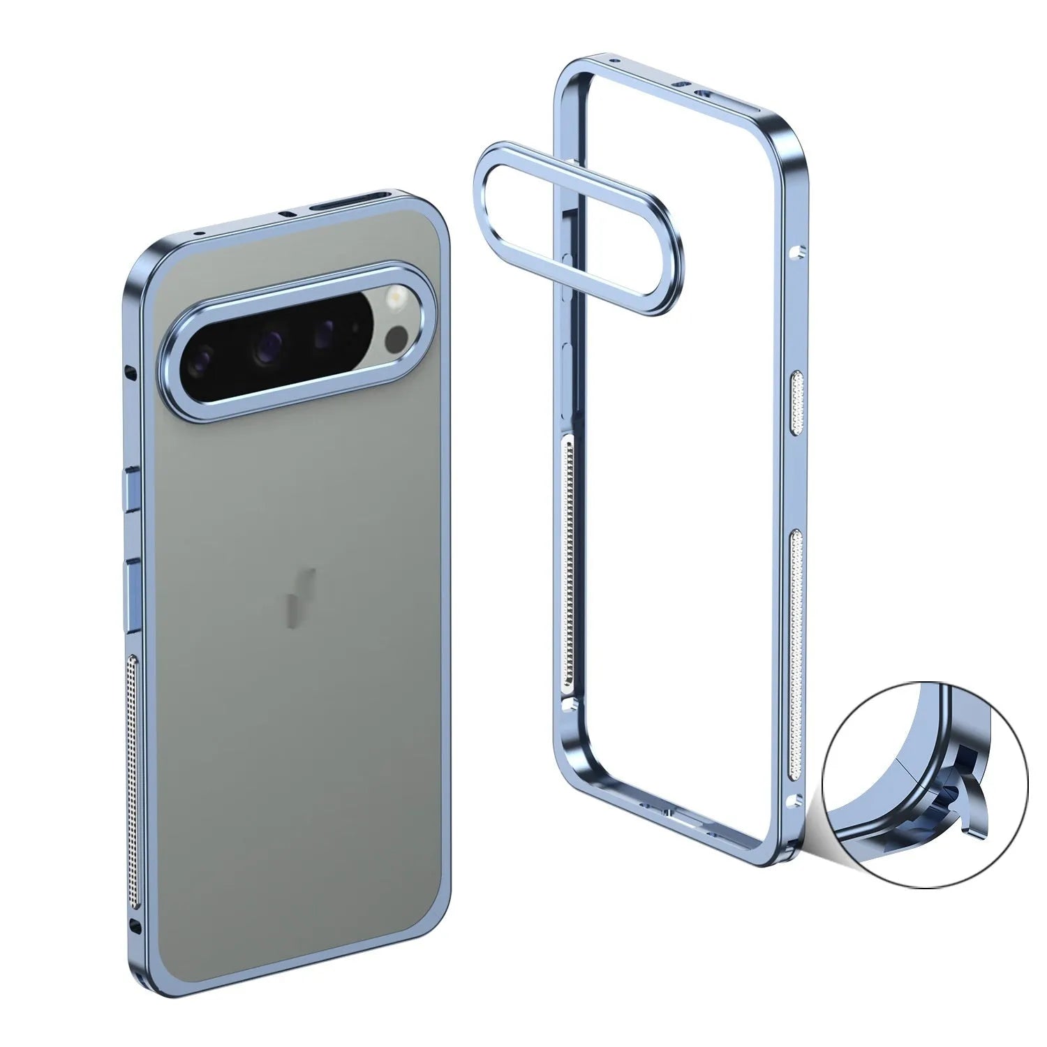Aluminium alloy heat dissipation phone case for Google Pixel9 Pro XL with bracket and lens case, half-pack style