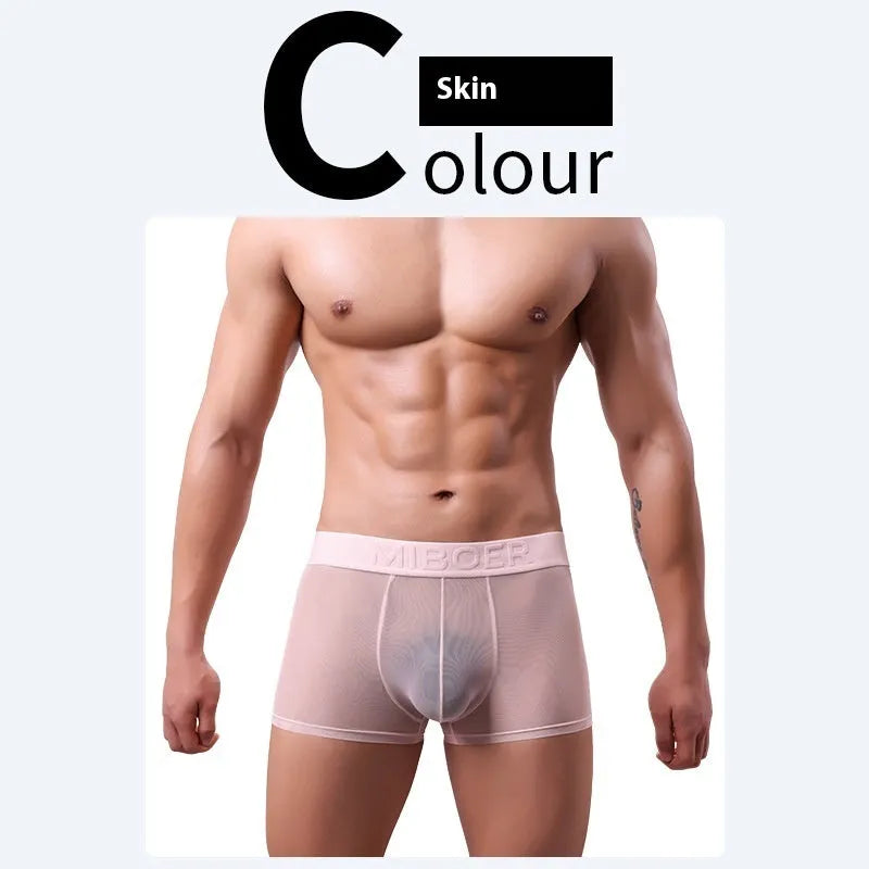 Men's solid colour thin boxer shorts in black, shown flat, highlighting breathable quick-dry fabric.
