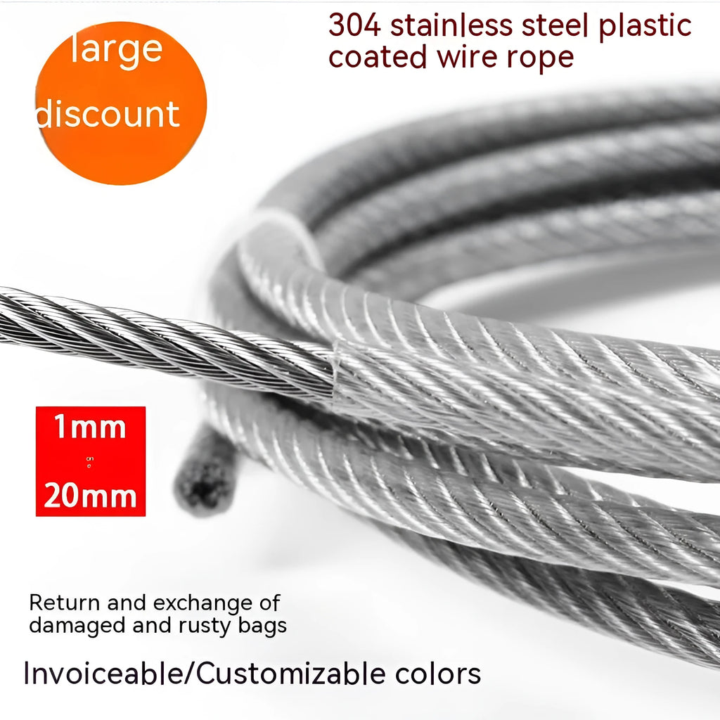 304 stainless steel anti-theft security wire rope showing flexible multi-strand construction