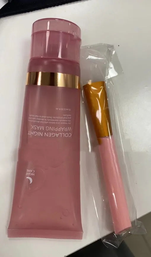 Collagen night face mask in 75ml bottle with brush applicator for even application