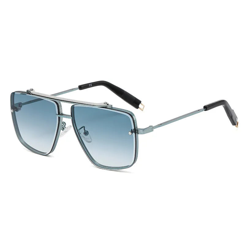 Twin-beam metal sunglasses for men with UV400 full frame in black and gold colour option