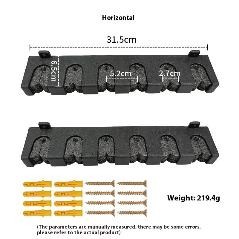 ABS plastic wall mounted fishing rod holder in upright and horizontal styles with black screws