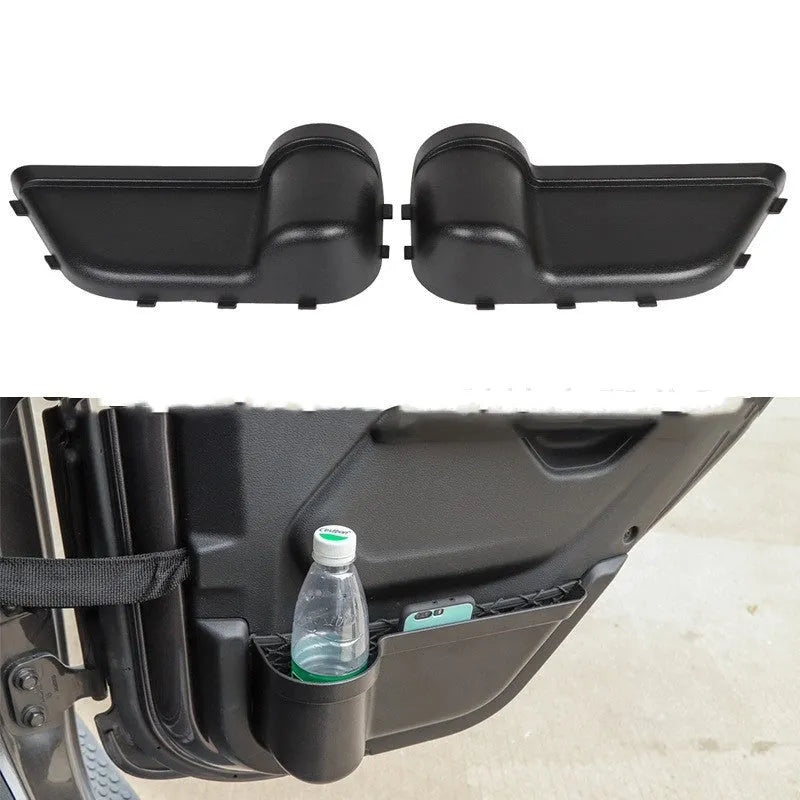 Black ABS plastic door storage organiser box for Jeep Wrangler JK and JL model interiors