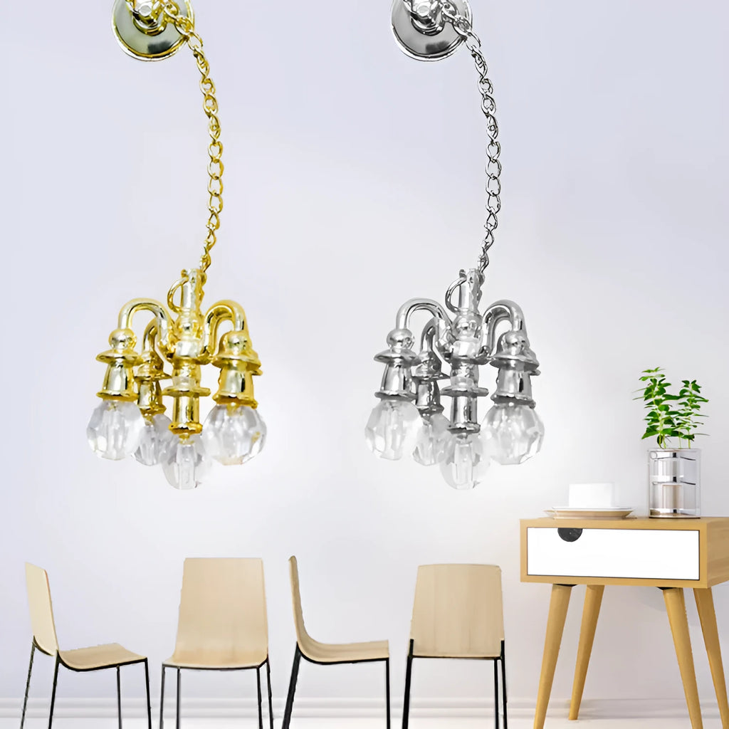 Mini retro metal ceiling light photo prop decoration in gold and silver 5x2cm
