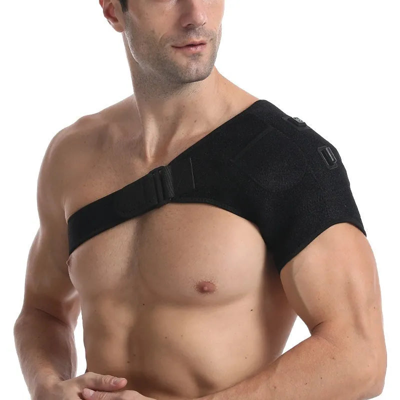 USB electric heating shoulder pad showing padded construction with USB cable connection