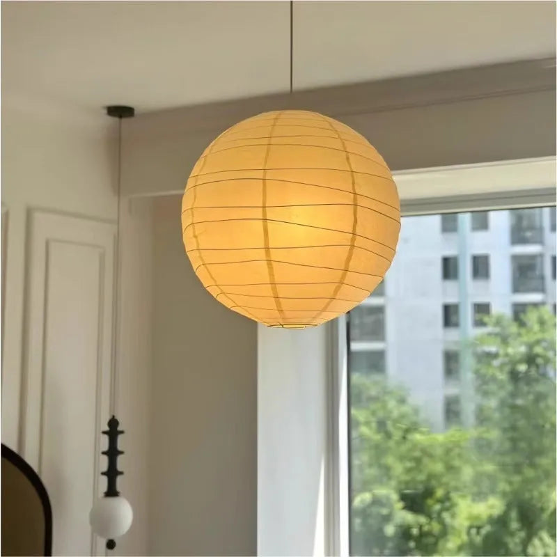 Spherical Japanese-style rice paper chandelier in 30cm and 45cm diameter options